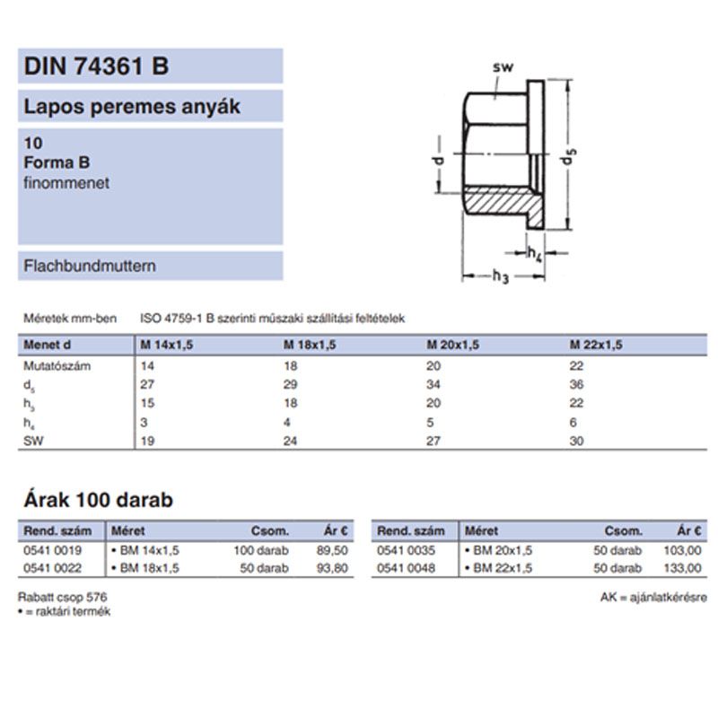 TALPAS ANYA M14*1,5 /10/ DIN 74361B NAT. IMPORT ANYACSAVAR