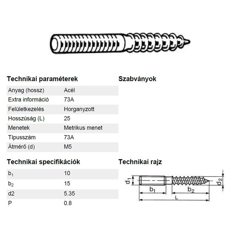 FA-FÉMMENETES CSAVAR M05*025 DIN 978 HG. STANDARD IMPORT SPECIÁLIS KÖTŐELEMEK