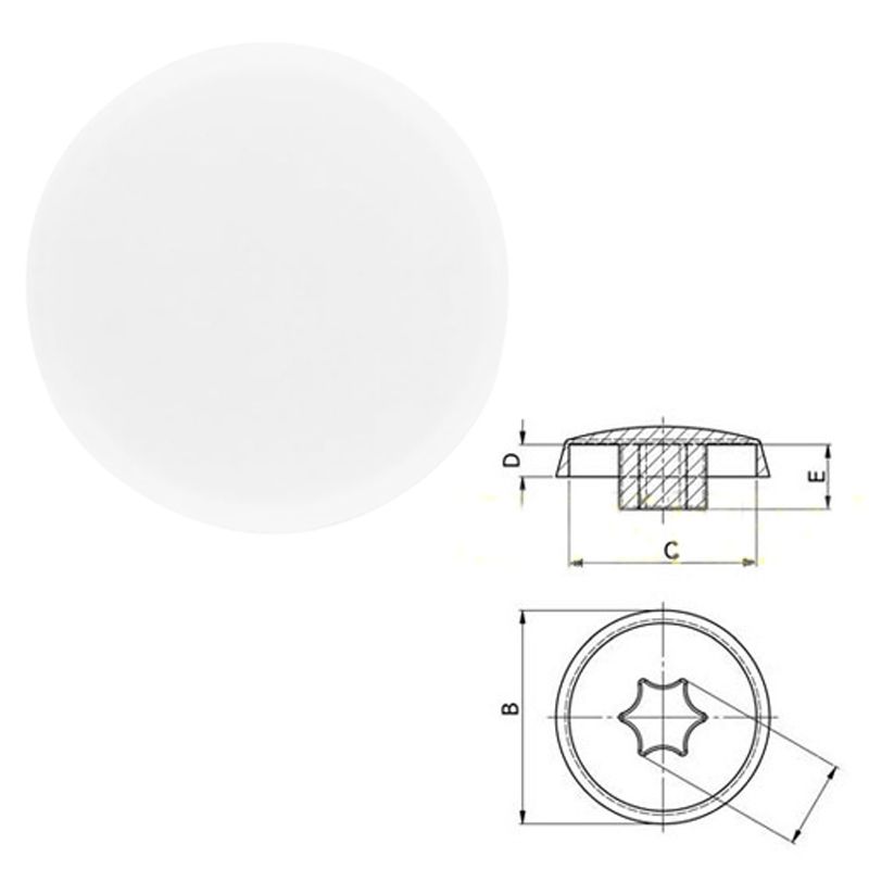 TAKARÓSAPKA TORX-30 FEHÉR TOKRÖGZÍTŐ FALCSAVARHOZ IMPORT 100DB/CSOMAG MŰANYAG ZÁRÓELEMEK