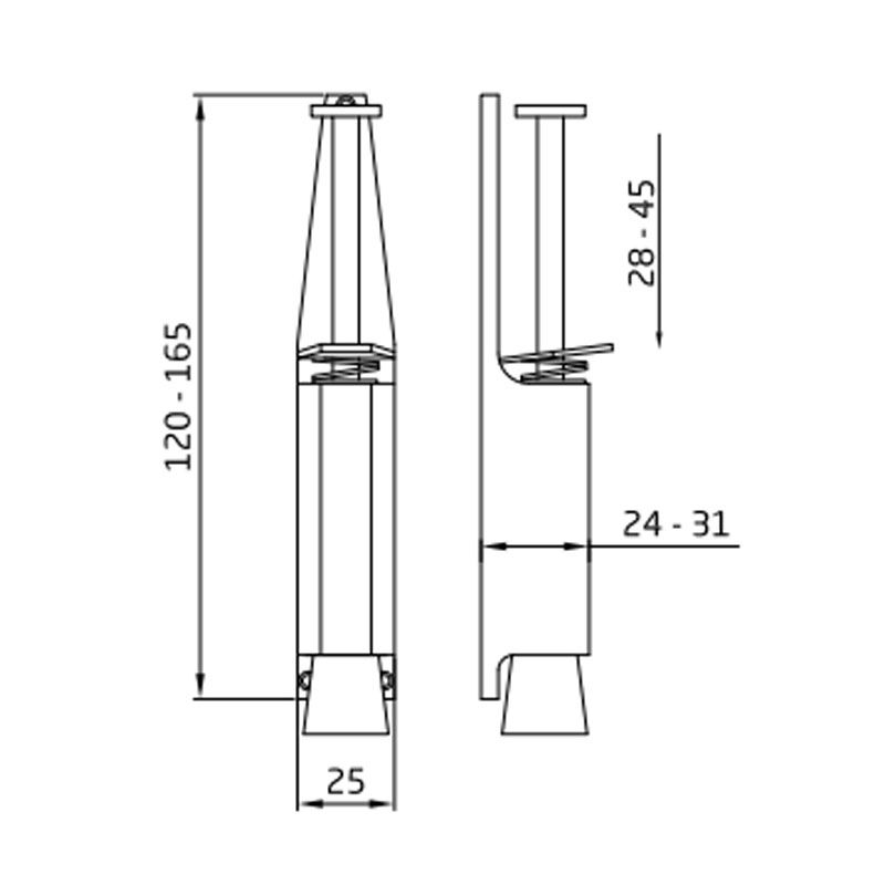 AMIG 11/6888 AJTÓKITÁMASZTÓ 165mm*30mm MATT KRÓM TAPOSÓS  AJTÓVASALAT