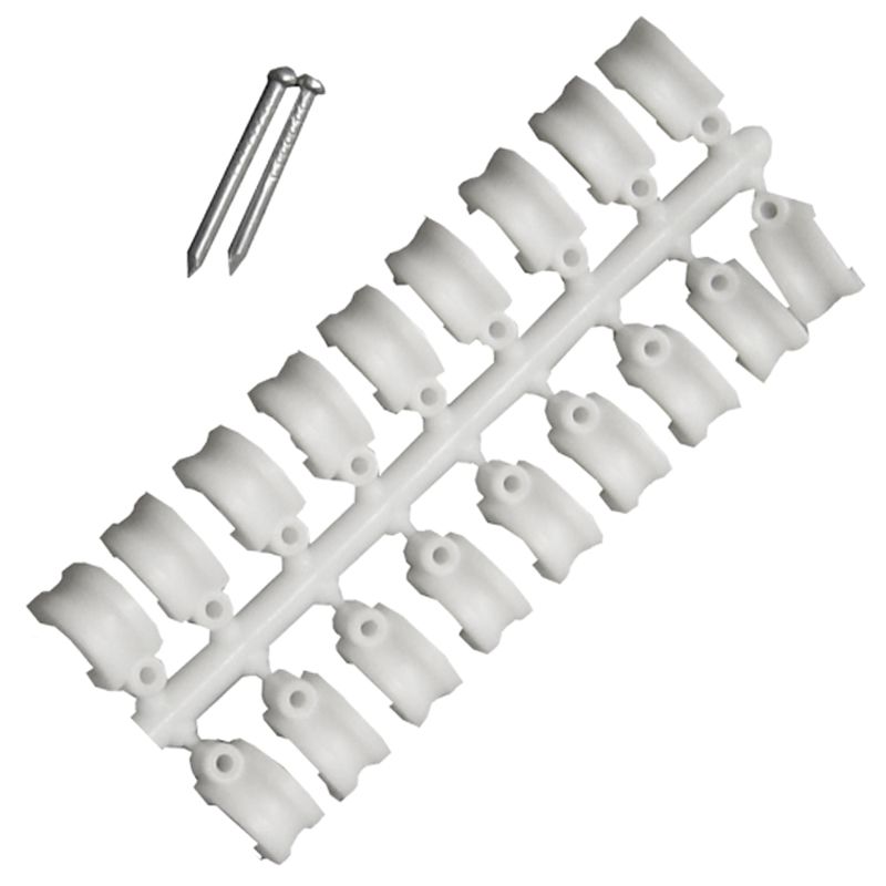 KÁBELRÖGZÍTŐ BILINCS D8 MŰANYAG 1db SZEGGEL 18db/CSOM MAGYAR SZERELÉSI ANYAGOK