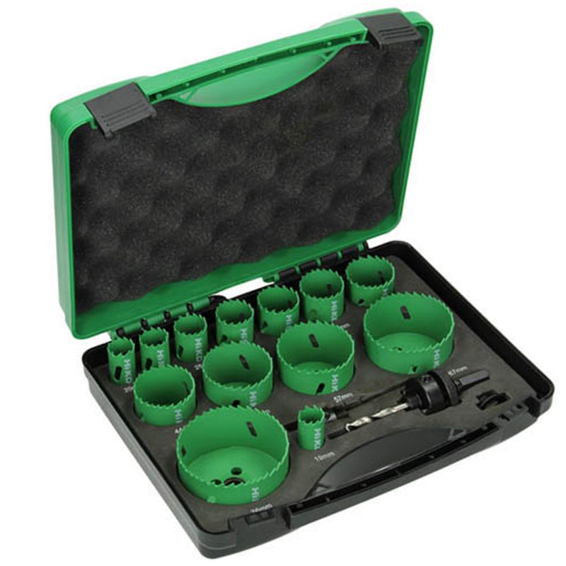 LYUKFŰRÉSZ KÉSZLET 15 RÉSZES 19-76mm+ADAPTER HIKOKI 4101074 KÉSZLETEK