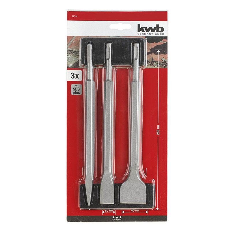 SDS PLUS VÉSŐ KÉSZLET 3DB-OS CHISEL SET 250mm KWB 49247190 KÉSZLETEK