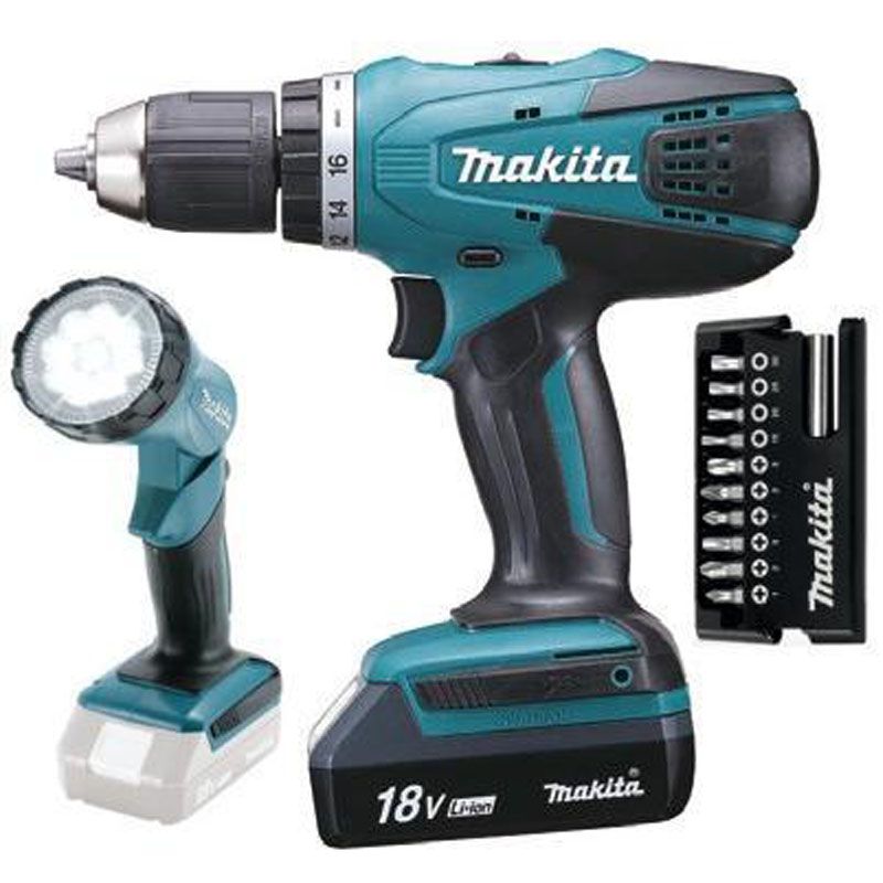 MAKITA DF457DWLX1 AKKUS FÚRÓ-CSAVAROZÓ 18V 2DB 1,3Ah AKKU 42/24Nm+LÁMPA 