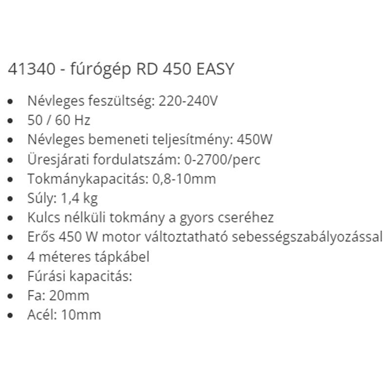 FÚRÓGÉP 450W RD450 EASY, BEF:10mm F.F.GROUP 41340