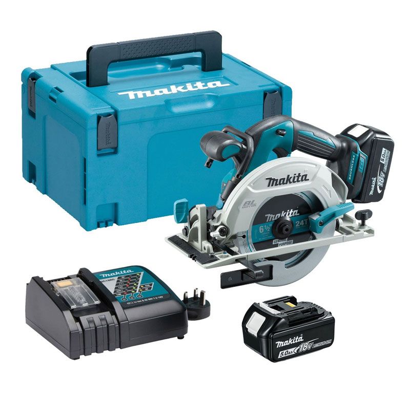 MAKITA DHS680RTJ KÖRFŰRÉSZ KÉZI AKKUS 18V 2DB 5Ah AKKUVAL D165mm+KOFFER 