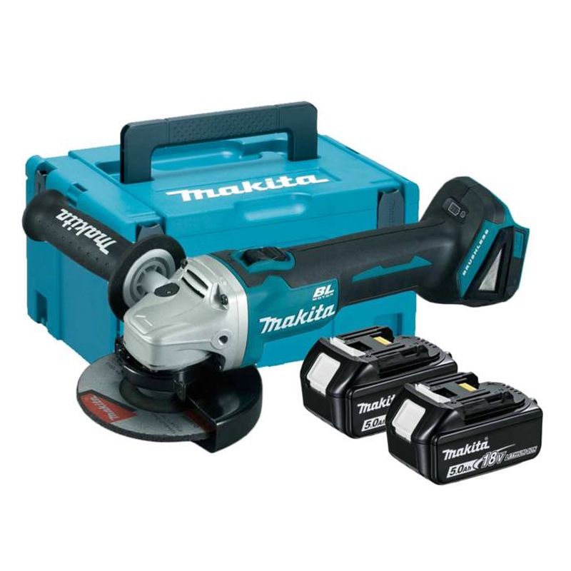 MAKITA DGA506RTJ SAROKCSISZOLÓ AKKUMULÁTOROS 18V 2DB 5Ah AKKUVAL+KOFFER 