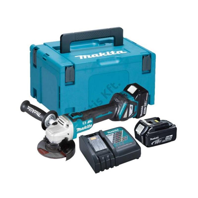 MAKITA DGA513RTJ SAROKCSISZOLÓ AKKUMULÁTOROS 18V 125mm 2DB 5Ah AKKUVAL 