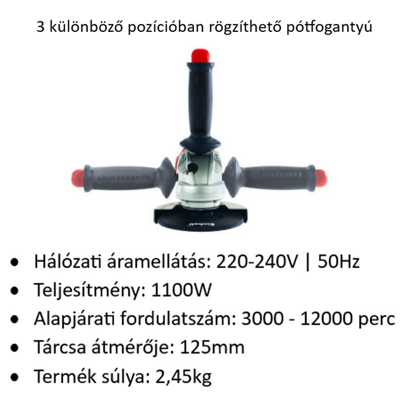 SAROKCSISZOLÓ 1100W D125 TE-AG 125 CE * FORD.03-12000/p EINHELL 4430860 SAROKCSISZOLÓ 1100W D125 TE-AG 125 CE * FORD.03-12000/p EINHELL 4430860