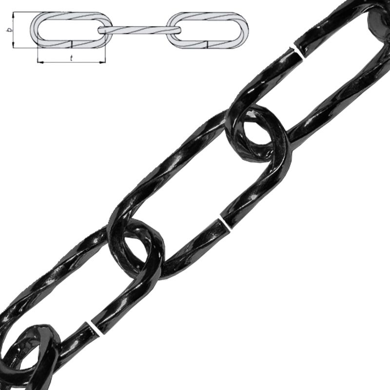DÍSZLÁNC CSAVART D3.8 FEKETE TWISTED SILA