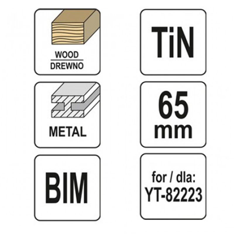 YATO 34703 MERÜLŐFŰRÉSZ MULTIGÉPHEZ 65MM BIMETAL TIN  TARTOZÉKOK