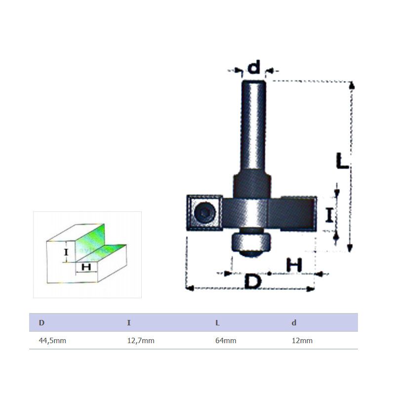 FELSŐMARÓ FALC D44,5 D12mm SZÁR HSS FAIPARI MASSIVETOOLS 704454 MARÁS