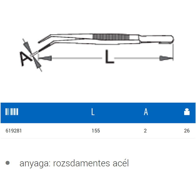 UNIOR 619281 MŰSZERCSIPESZ 155*2 1343 HAJLÍTOTT LAPOS  FOGÓK, CSIPESZEK