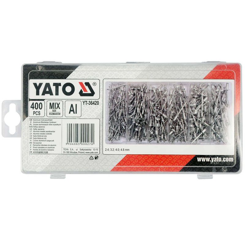 YATO 36420 HÚZÓSZEGECS KÉSZLET 400 DB-OS 2,4-4,8mm 