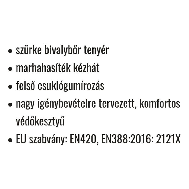 VÉDŐKESZTYŰ SZÜRKE 10 BIVALY/MARHA HASÍTÉKBŐRBŐL COVERGUARD 1240