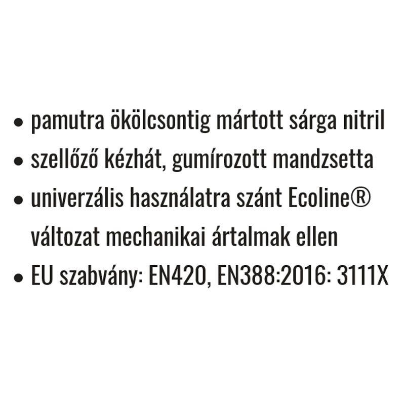 VÉDŐKESZTYŰ MÁRTOTT SÁRGA 10 NITRIL SZELLŐZŐ HÁTÚ COVERGUARD 9320 VÉDŐKESZTYŰ MÁRTOTT SÁRGA 10 NITRIL SZELLŐZŐ HÁTÚ COVERGUARD 9320