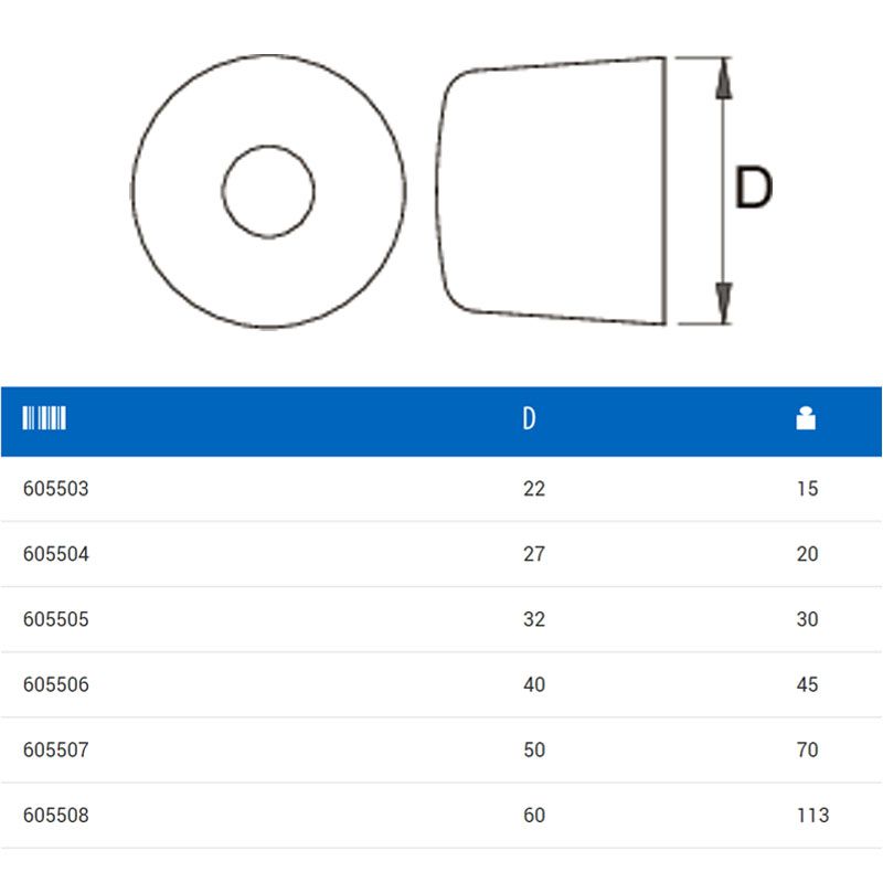 UNIOR 605504 KALAPÁCS TEFLON-BETÉT D27 820.1/2 FEHÉR 