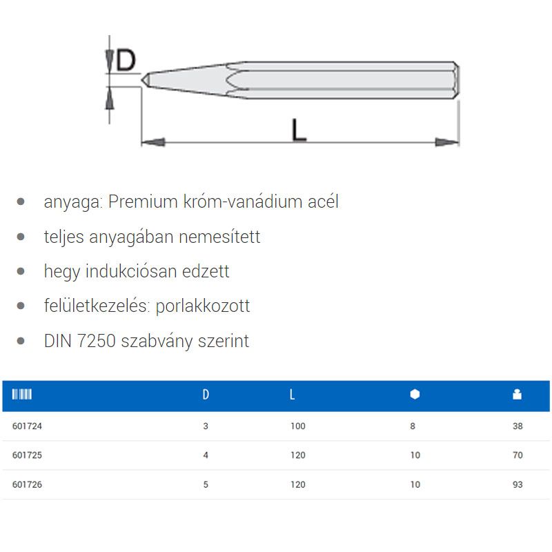 UNIOR 601726 PONTOZÓ 5mm 642/6  MÉRŐESZKÖZÖK