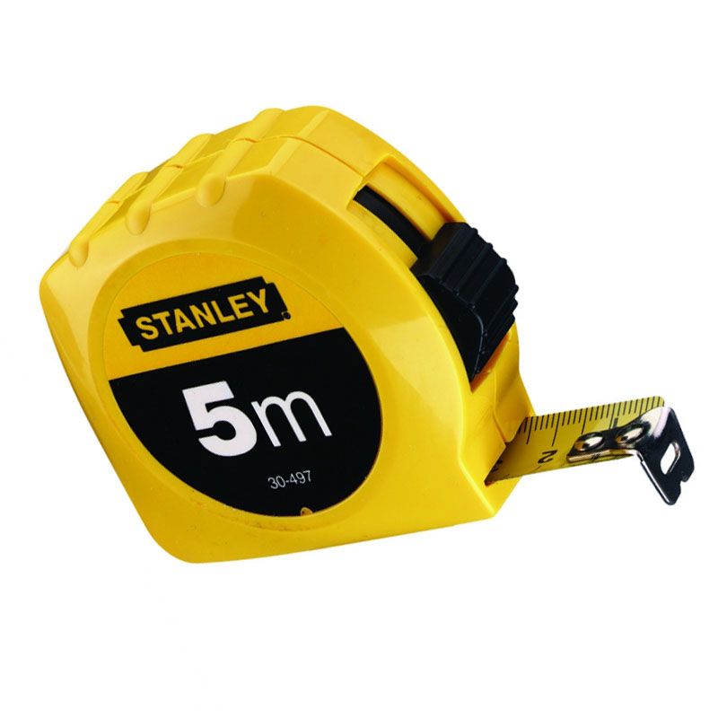 STANLEY 030497-130497 MÉRŐSZALAG 05M/19mm MŰANYAG SÁRGA ÖVAKASZTÓS  MÉRŐESZKÖZÖK