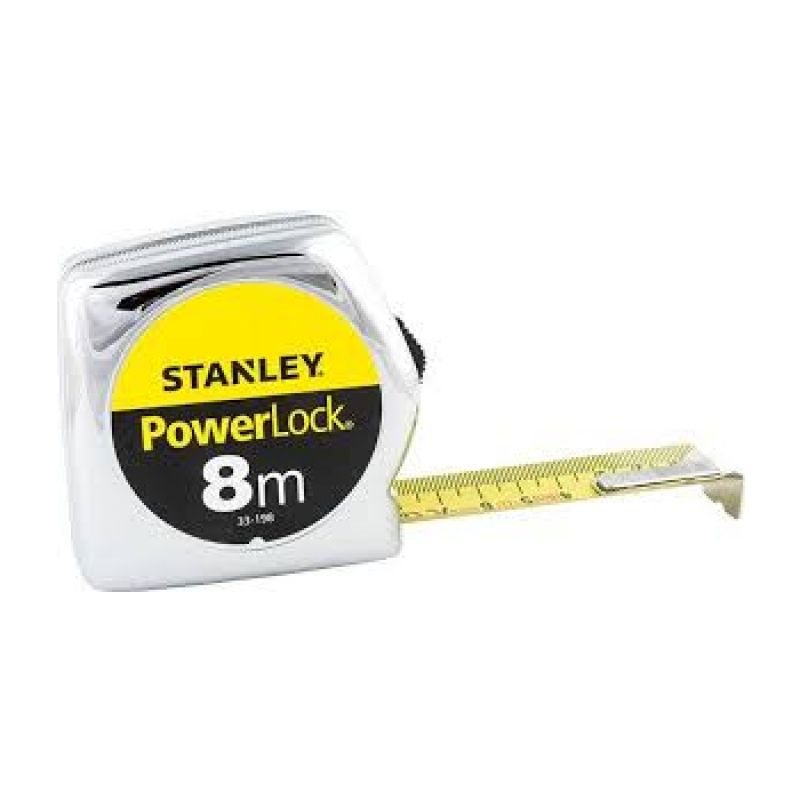 STANLEY 133198 MÉRŐSZALAG 08M/25mm POWERLOCK KRÓM TOKOS  MÉRŐESZKÖZÖK