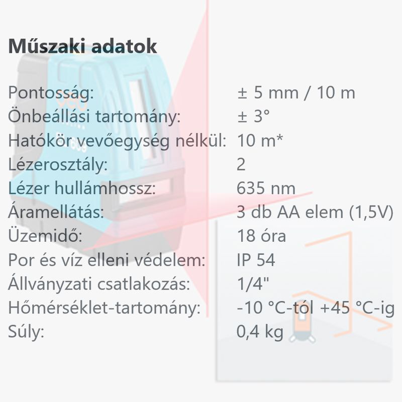 GEO FENNEL EL 609 KERESZTLÉZER 10M +állv.+talp EL609 3LÉZERSUGÁR  MÉRŐESZKÖZÖK