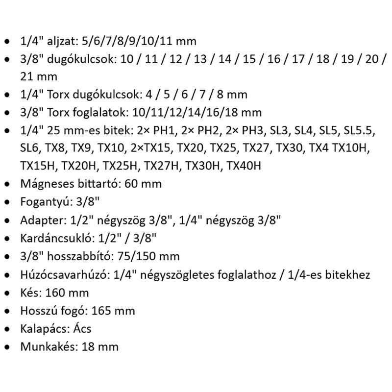 MAKITA E-10899 SZERSZÁMKÉSZLET 76részes KRÓM-VANÁDIUM  SZERSZÁM-KULCSOK