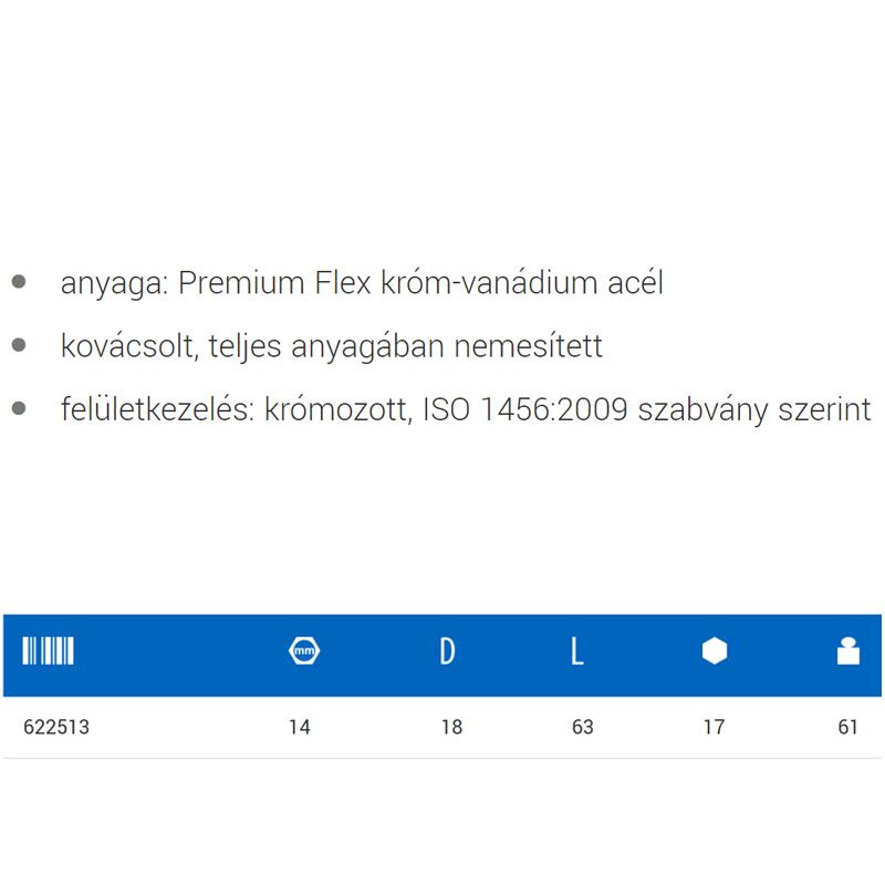 UNIOR 622513 GYERTYAKULCSFEJ 14 3/8col 186.4/2A 12 SZÖGŰ  SZERSZÁM-KULCSOK