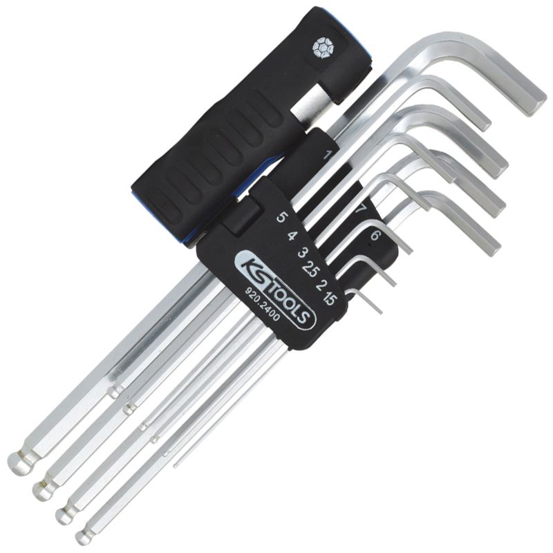 KS TOOLS 920.2400 IMBUSZKULCS KÉSZLET 01,5-10/10DB-OS HOSSZÚ GÖMB  SZERSZÁM-KULCSOK