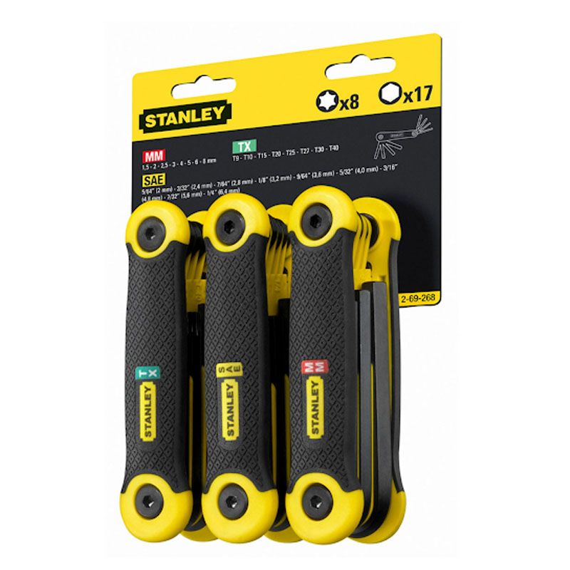 STANLEY 269268 IMBUSZKULCS KÉSZLET 25DB METRIKUS+INCH+TORX  SZERSZÁM-KULCSOK