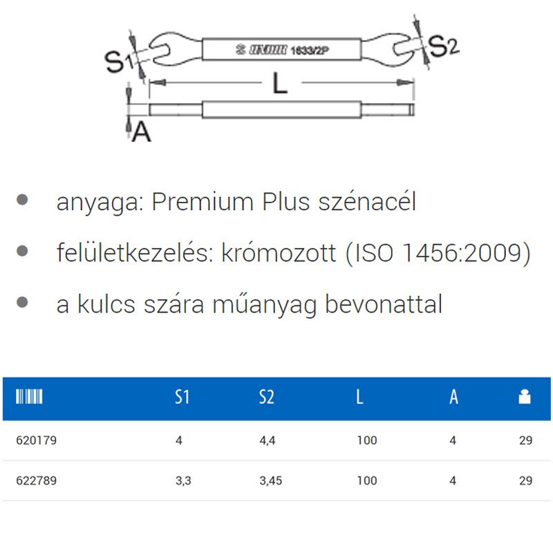 UNIOR 622789 KÜLLŐKULCS 3,3*3,45 1633/2P  SZERSZÁM-KULCSOK