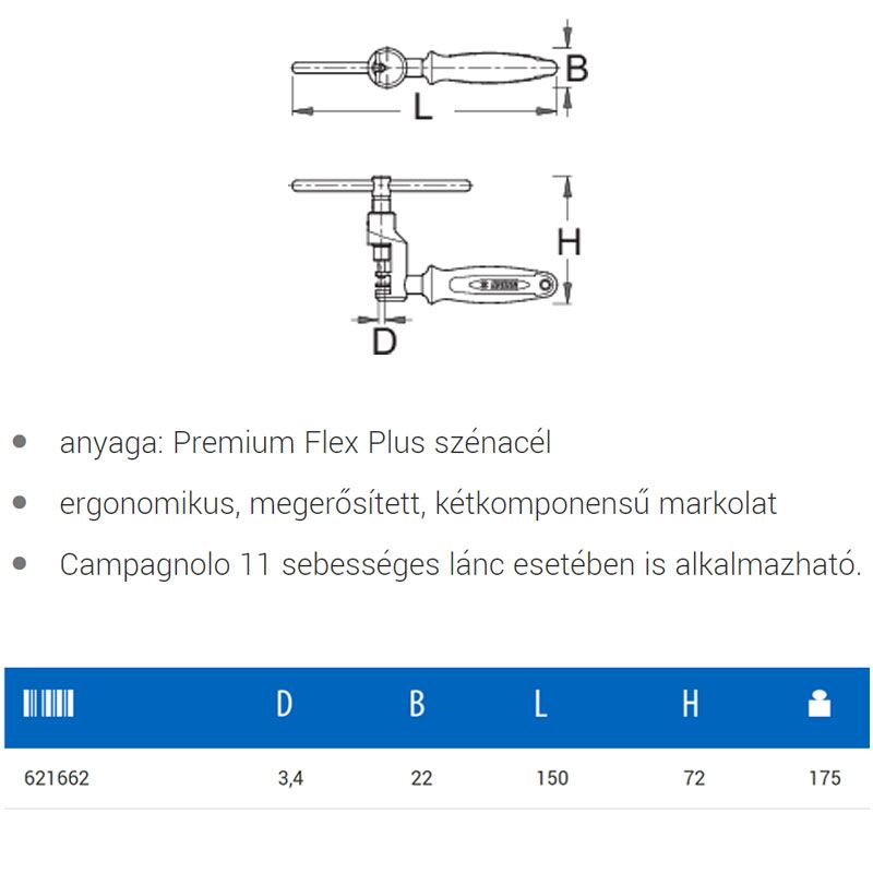 UNIOR 621662 CSAVAROS LÁNCSZERELŐ 1647/2ABI  KERÉKPÁR CÉLSZERSZÁMOK