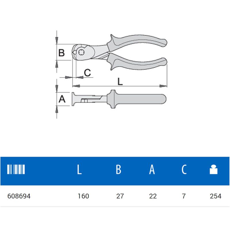 UNIOR 608694 HOMLOKCSÍPŐ FOGÓ 160mm 455/4G  FOGÓK, CSIPESZEK