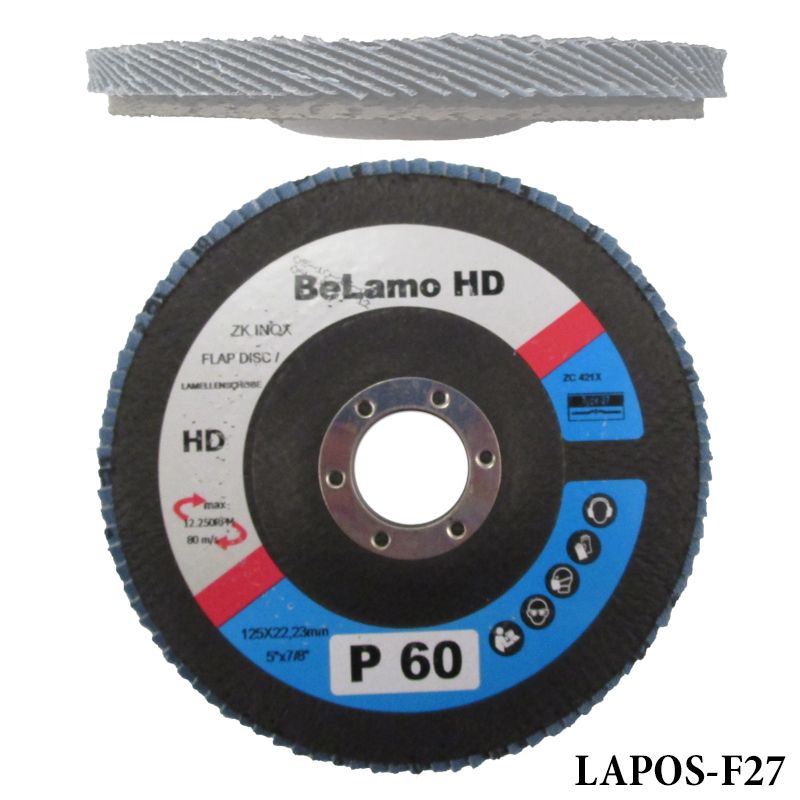 LAMELLÁS CSISZOLÓTÁRCSA LAPOS D125ZK60 LAMOFLEX INOX F27 BELAMO HD BLZKH125607 VÁGÁS,CSISZOLÁS ÉS POLÍROZÁS