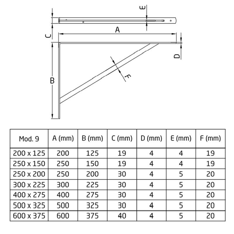 AMIG 9/9806 POLCTARTÓ KONZOL 250/200*30*4 EZÜST NEHÉZ ÁTLÓVAL TB:330KG 