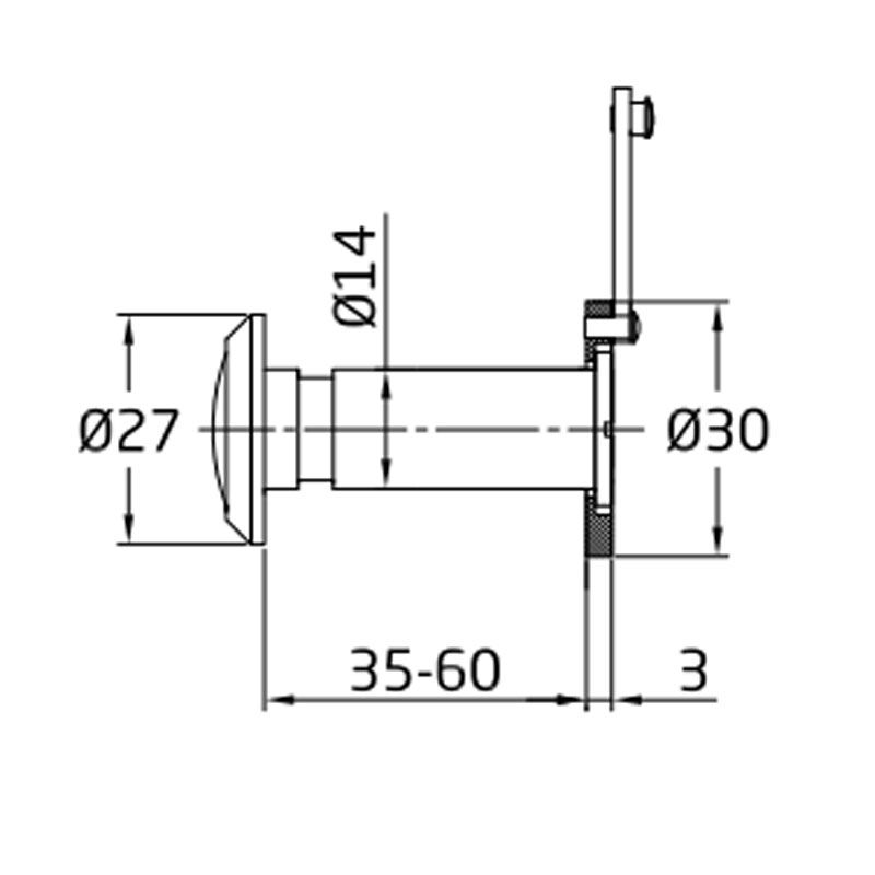 AMIG 1237 - MHA 163560 AJTÓKITEKINTŐ D16/35-60mm CSILLOGÓ SÁRGARÉZ  AJTÓVASALAT