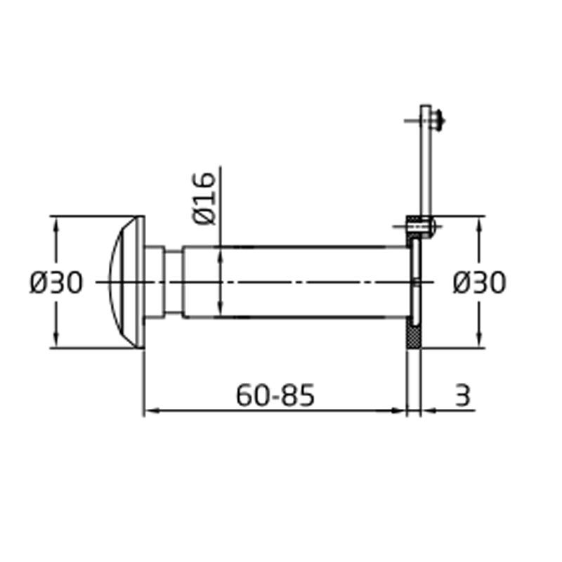 AMIG 1482 - MHA 166085 AJTÓKITEKINTŐ D16/60-85mm CSILLOGÓ SÁRGARÉZ  AJTÓVASALAT