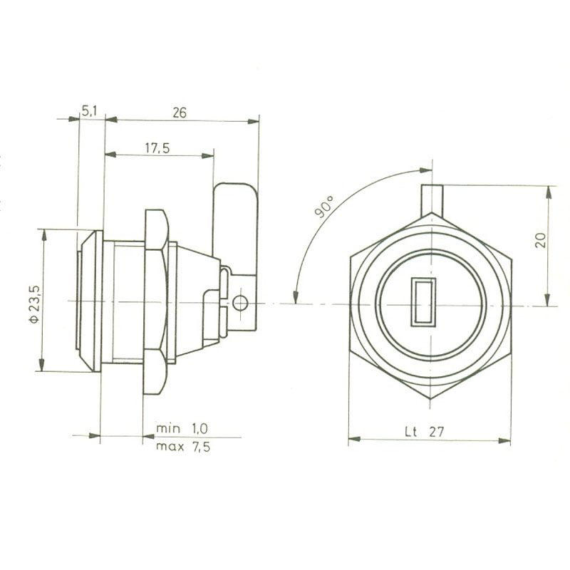 LEMEZSZEKRÉNYZÁR CILINDERES TESTHOSSZ:16mm NYELV:28mm ELGA C37 LEMEZ-POSTALÁDA-KÉMÉNYZÁR