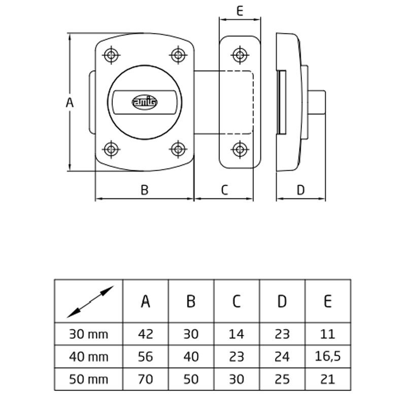 AMIG 388/4724 WC TOLÓZÁR RÁSZEGZŐS 30mm CSILLOGÓ RÉZ  AJTÓVASALAT