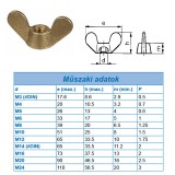 SZÁRNYAS ANYA M08 ERŐSÍTETT DIN 315GT SÁRGARÉZ NAGYFÜLŰ IMPORT ANYACSAVAR