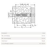 FISCHER 77869 UNIVERZÁLIS DÜBEL D8*50 UX NYLON  ÁLTALÁNOS RÖGZÍTÉS