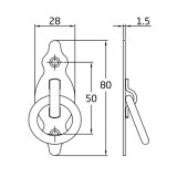 AMIG 1001/6126 KORLÁTKÖTÉL TARTÓSZEM 80*28 FEKETE HOSSZIRÁNYÚ  KORLÁT TARTOZÉKOK