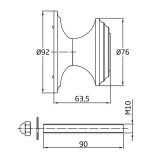 AMIG 13/6444 AJTÓGOMB FIX ROZETTÁS D76/92 MATT KRÓM LÉPCSŐS EXTRA NAGY 