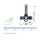 FELSŐMARÓ 22,5FOK D31,8*22,2mm D08mm SZÁR HSS FAIPARI KÉTÉLŰ MASSIVETOOLS 513183B MARÁS