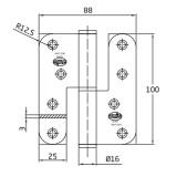 AMIG 425/4725 - MHA 478 KIFUTÓ AJTÓPÁNT KEREKÍTETT 100*88*3mm INOX JOBB (MAGYAR BAL)  AJTÓVASALAT