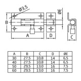 AMIG 390/383 MHA602 TOLÓZÁR BAJONETT 40mm CS.KRÓM (NIKKEL)BÚTORHOZ ÖNTÖTT TÍPUS  BÚTORVASALAT