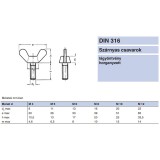 SZÁRNYAS CSAVAR M4*12 DIN 316 HG. IMPORT SPECIÁLIS KÖTŐELEMEK