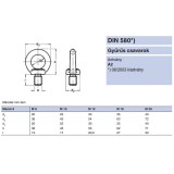 GYŰRŰSCSAVAR M16 DIN 580-A2 INOX IMPORT SPECIÁLIS KÖTŐELEMEK