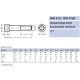 BK HENGERESFEJŰ M8*50 DIN 912 10.9 NAT.  METRIKUS CSAVAROK