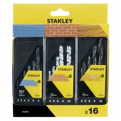 STANLEY STA56045 FÉM-FA-KŐZETFÚRÓ KÉSZLET 16 részes  