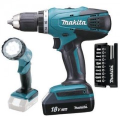 MAKITA DF457DWLX1 AKKUS FÚRÓ-CSAVAROZÓ 18V 2DB 1,3Ah AKKU 42/24Nm+LÁMPA  